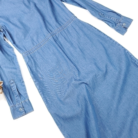 WareDenim Blue Chambray Belted Shirt Dress Size 2 UK 6 - Picture 12 of 14